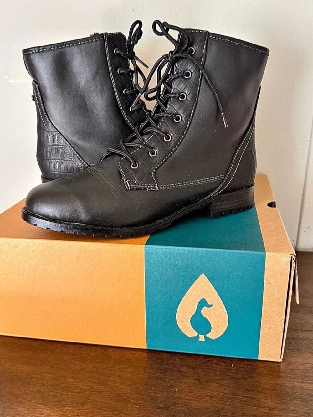 Sporto Libby 3 Leather Combat Boots Black US 8 W Like New